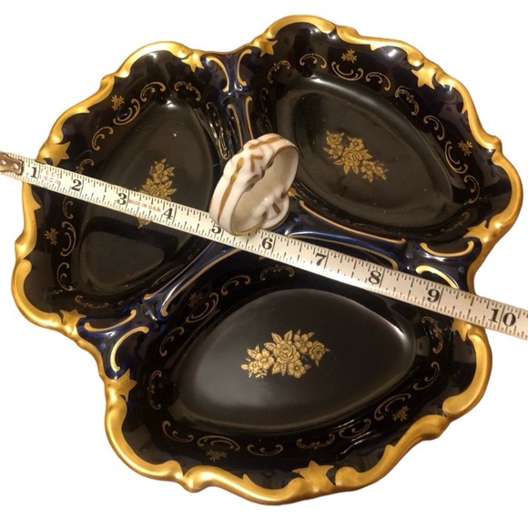 Vintage Porcelain Cobalt Blue & Gold Candy, Nuts, Dessert Serving Dish - Picture 5 of 6